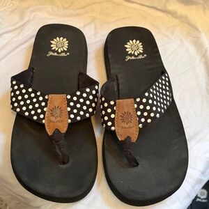 Yellow Box Black and White Polka Dot Sandals